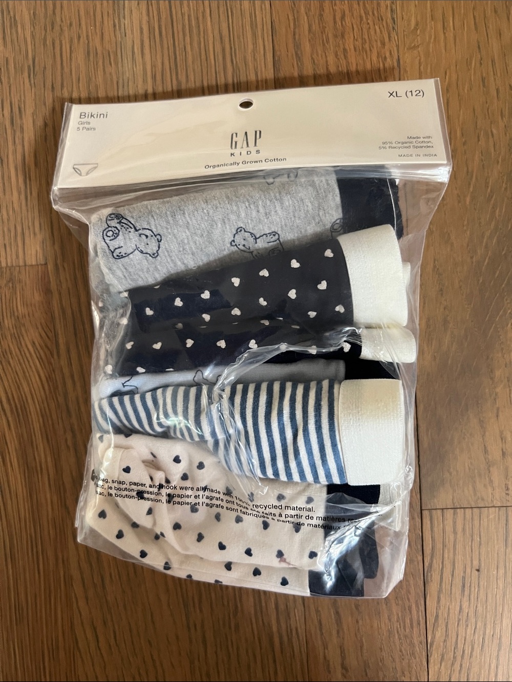 GAP Kids Bikini Briefs Pack - Navy, Gray, White, Blue